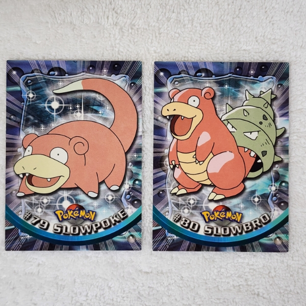 Two Vintage TOPPS Pokemon Trading Cards ~ Slowpoke & Slowbro