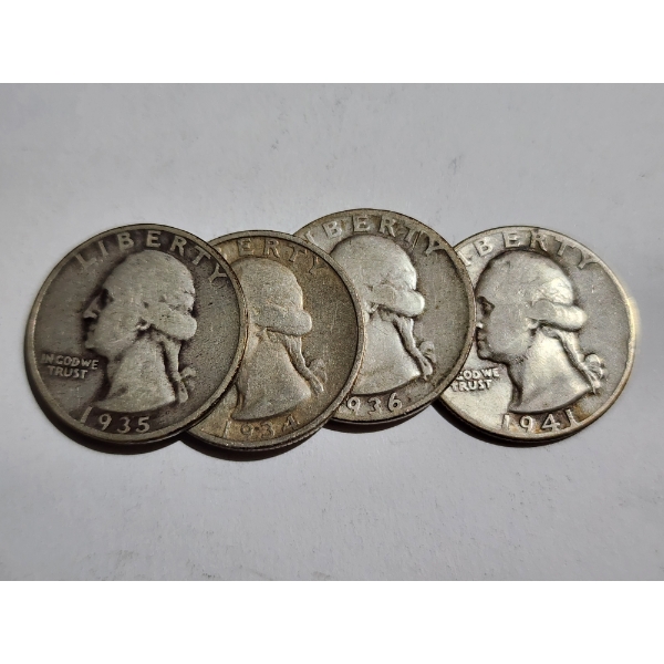 $1.00 Face Value in Assorted United States 90% Silver Washington Head Quarters 