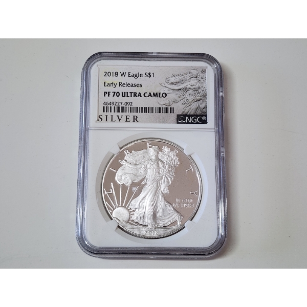 NGC PF 70 ULTRA CAMEO 2018-W American Silver Eagle Early Releases 1 oz .999 Fine Silver