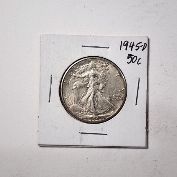 1945-D United States Walking Liberty 90% Silver Half Dollar