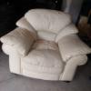 Image 1 : Single Comfortable Living Room Leather Chair As Shown - Excellent Condition - 40" Tall 