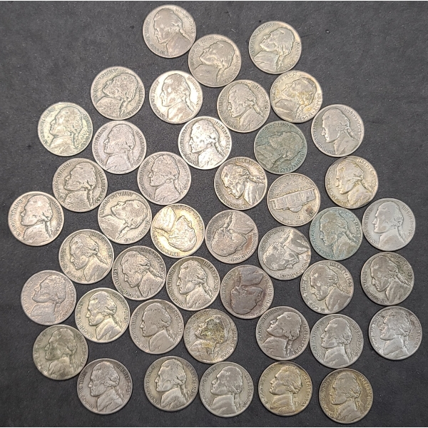 1943 & 1944 35% Silver War Time Jefferson Nickels With Assorted Mint Marks - Face Value: $2.15