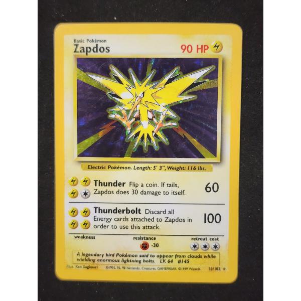 Zapdos 16/102 Holo Rare Base Set Vintage Pokemon Trading Card