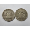 Image 4 : Two 90% Silver United States Franklin Half Dollars ~ 1954 & 1963-D ~ $1.00 Face Value