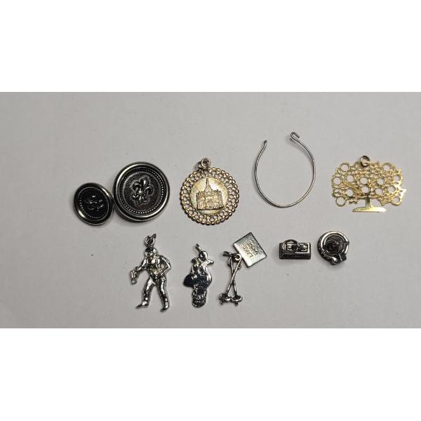 Assorted Lot Of Charms & Boy Scout Metal Buttons