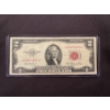 Image 1 : 1953 United States Jefferson $2.00 Red Seal Bill In Protective Holder Funny Back - Great Piece