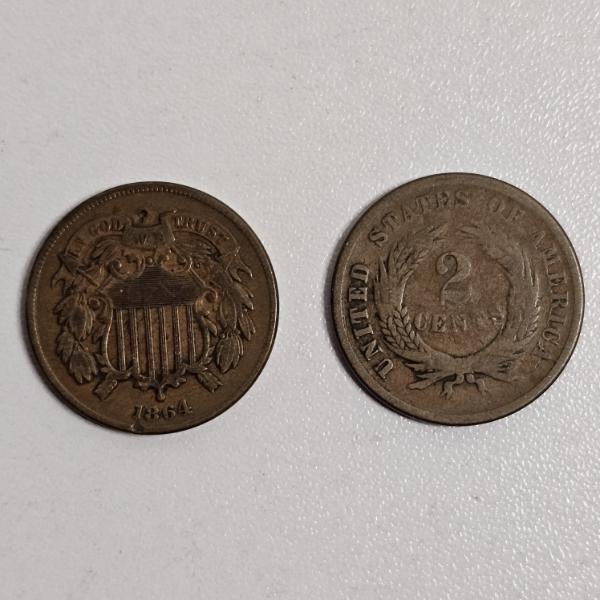 1864/65 United States Two-Cent Piece FV: $.04