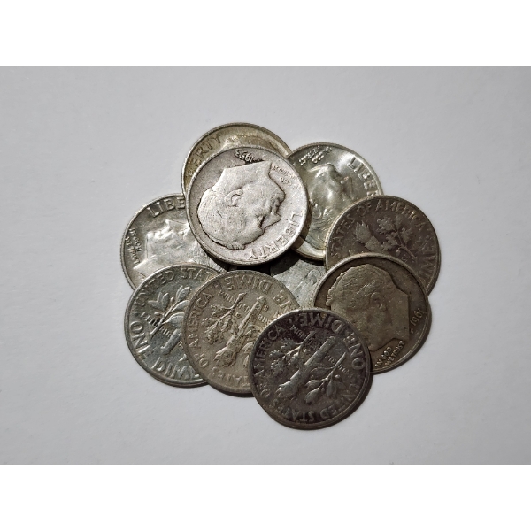 $1.00 Face Value in Assorted 90% Silver United States Dimes ~ 10 Total Dimes!