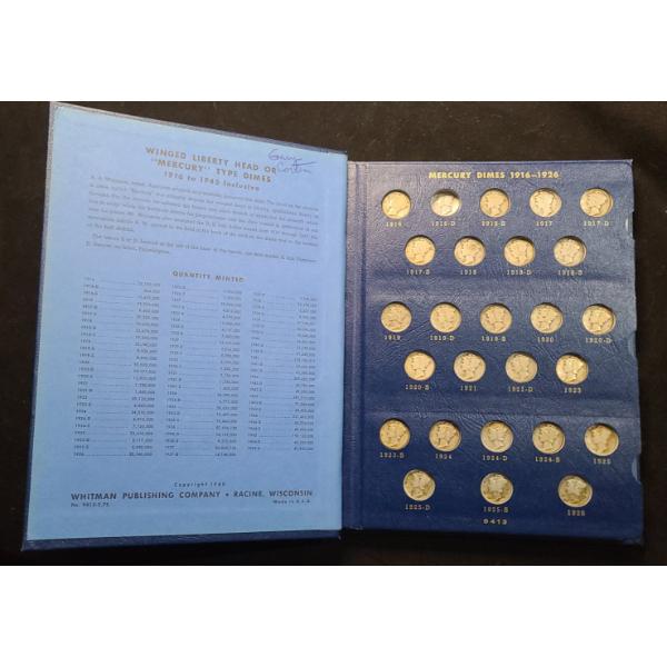 Whitman 1916-1945 90% Silver Mercury Dime Coin Collection Album - Face Value: $7.60
