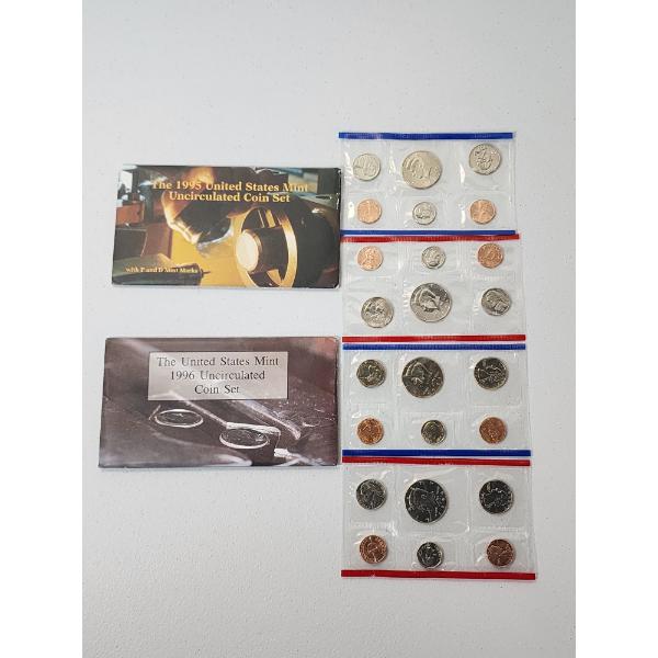 1995 & 1996 P&D United States Mint Uncirculated Coin Sets in Original Packaging