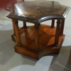 Image 6 : Pair Of 8 Sided Wood & Marble Top End Tables - Elaborate Crafting On Marble Surface - See Pictures 