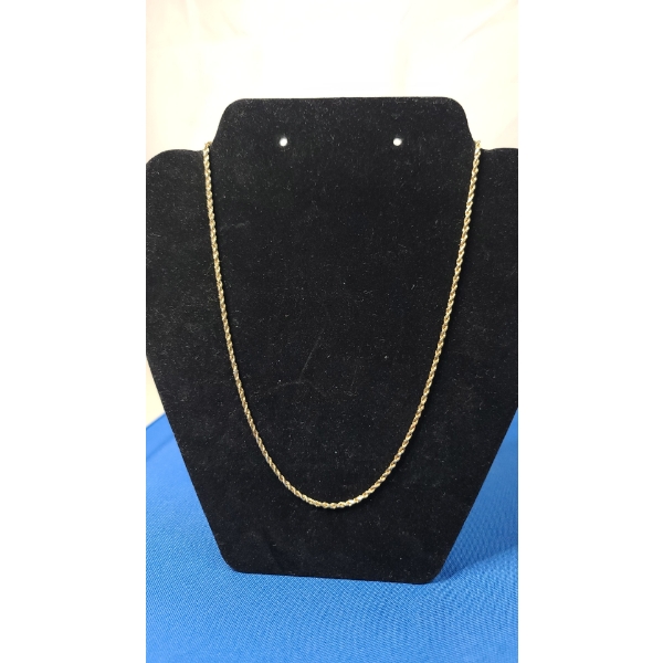 14K Gold Rope 18" Chain Necklace - Total Weight: 7.6g