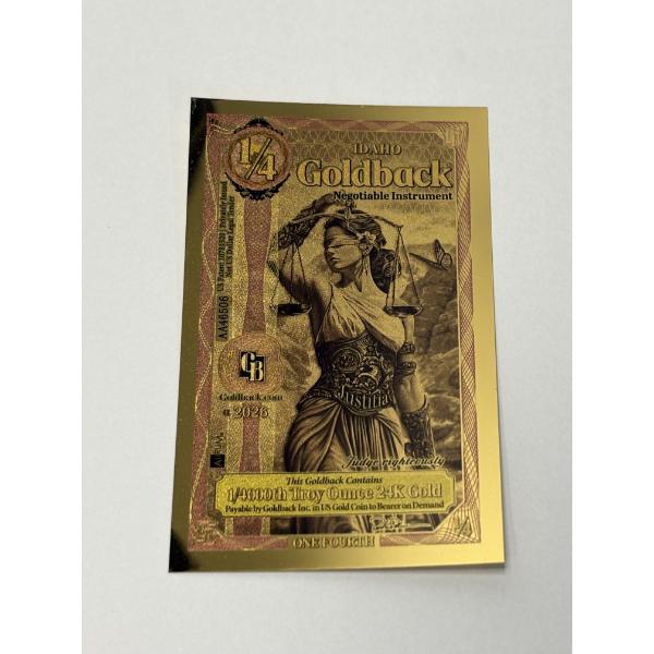 2026 Idaho Goldback - 1/4000th Troy Ounce 24K Gold - AA46506