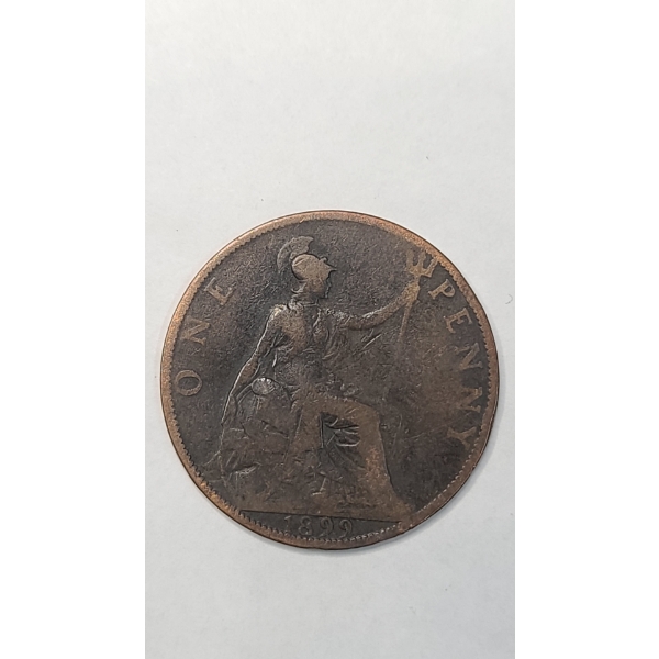 1899 British Queen Victoria Bronze One Penny 
