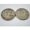 Image 2 : Two 90% Silver United States Franklin Half Dollars ~ 1957-D & 1960-D ~ $1.00 Face Value