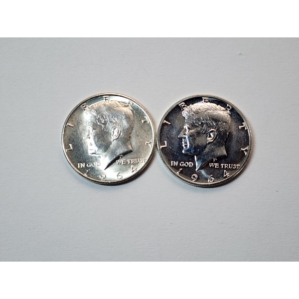 x2 1964 Kennedy Half Dollars 90% Silver 