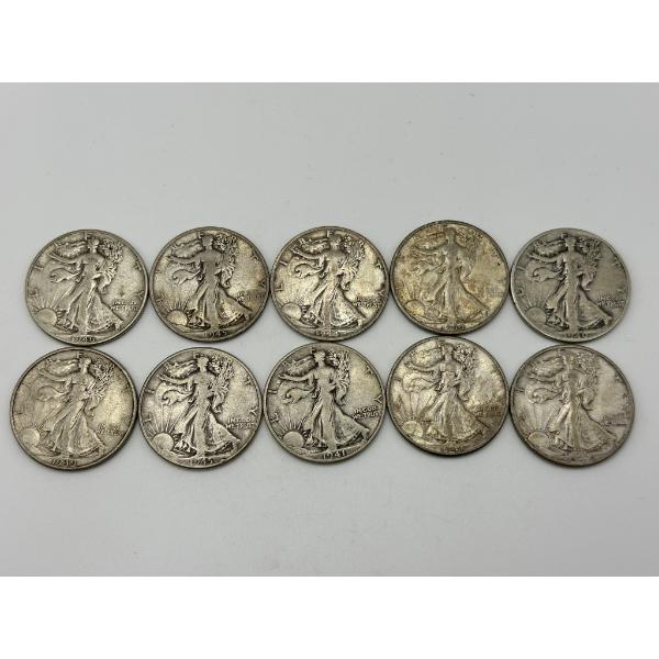 Walking Liberty Half Dollars - 90% Silver - $5.00 Face Value