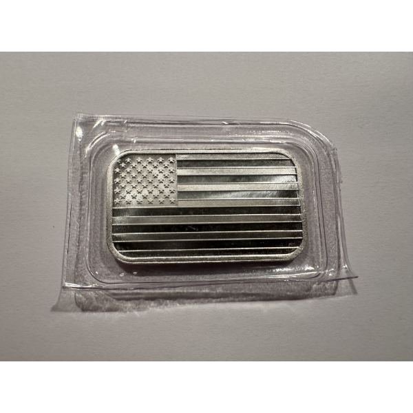 One Troy Ounce .999 Fine Silver Bar Sealed ~ Beautiful American Flag Design - Mint Condition
