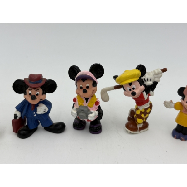 8 Mickey Mouse Figurines - Skating - Soccer - Clown - Golf - Minnie - Etc. - ~1.5-2 inch pieces