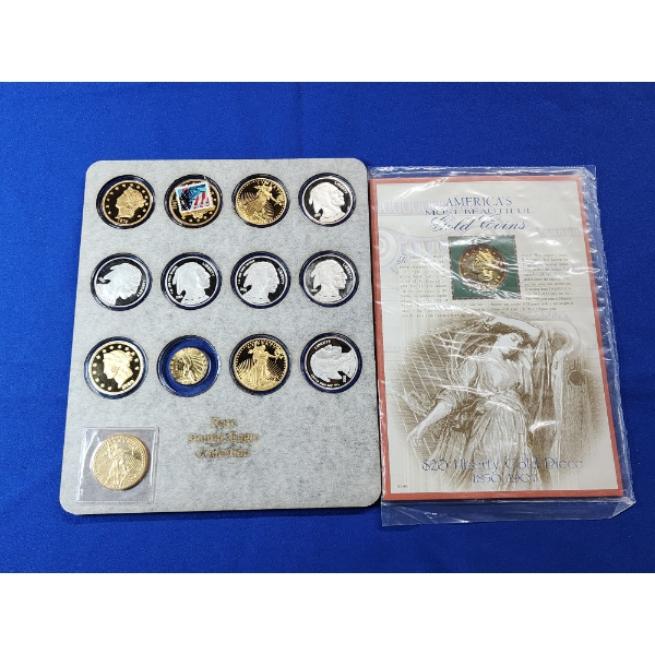 Assorted Gold Eagle Copy Coins & Silver Proofs - Buffalo Nickel Copy Coins - 14 Coins Total
