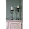 Image 1 : PICKUP IN NORTHFIELD - Set Of 3 Tall Wrought Iron Candlesticks 28 & 24 Inches - See Pics 
