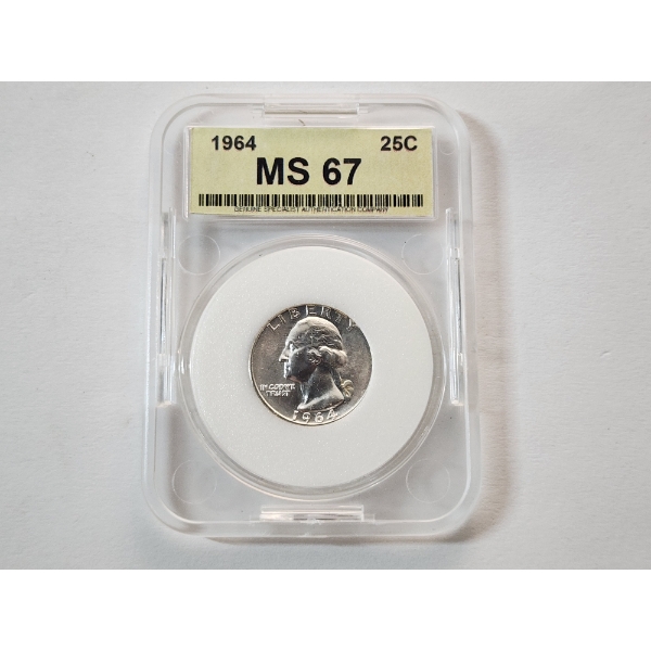 MS 67 1964 U.S. 90% Silver Quarter 