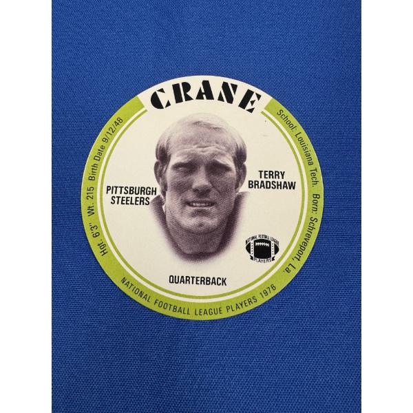 1976 Terry Bradshaw Pittsburgh Steelers Round Football Card - Mint Condition - Exceptional Card