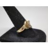 Image 3 : Vintage 10K Gold Bypass Ring With Diamonds - Size 8 - TW: 2.6g