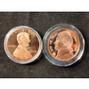 Image 1 : Lot of Two .999 Fine Copper AVDP Ounces in Protective Cases - 2009 Penny & 1938 Nickel Design 