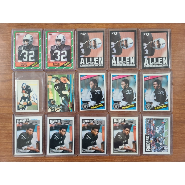 Large Lot of 15 Topps 1980's Marcus Allen Trading Cards