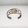 Image 2 : Silver-Tone Cuff Bracelet ft. Oval Central Plaque w/ Abalone/Enamel-Style Floral Design