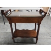 Image 2 : Beautiful Antique Tea Cart on Wheels with Assorted Stainless-Steel Utensils 30x32in