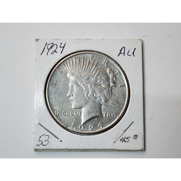 1924 Silver Peace Dollar - AU Like