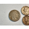 Image 2 : U.S. Coins: (1) Buffalo Nickel & (4) 90% Silver Mercury Dimes FV: $0.45