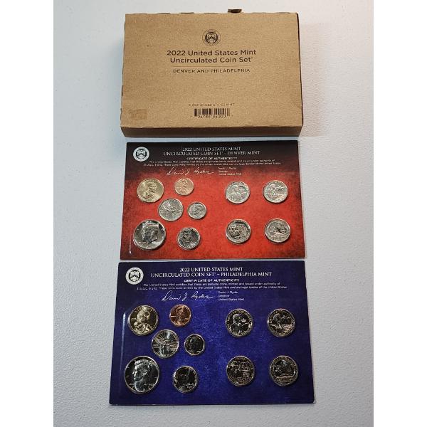 2022 P&D United States Mint Uncirculated 20-Coin Set - Original Packaging & CoA