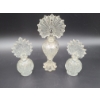 Image 1 : 3 Vintage Glass Perfume Bottles with Stoppers - Gorgeous Leaf Like Designs! 