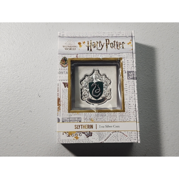 2021 Niue Harry Potter Slytherin House 1 oz .999 Fine Silver Crest Shaped Coin - Mintage 5,000