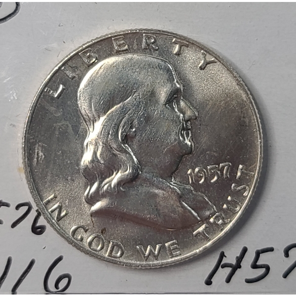 United States 1957-D 90% Silver Franklin Half Dollar - Mint Condition