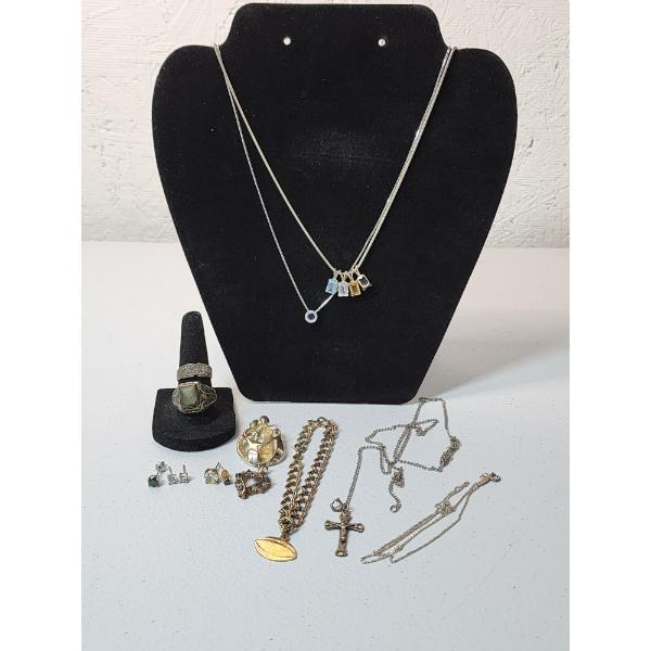 Assorted Sterling Silver Jewelry: Necklaces, Rings, Bracelets, Earrings - See Photos! TW: 46.9g