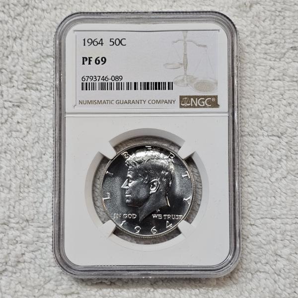 1964 90% Solid Silver Kennedy Proof Half Dollar graded PF 69 by the NGC