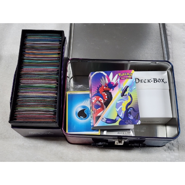 Lot of Assorted Pokemon Trading Card Accessories Including Vintage Deck Box & Sleeves