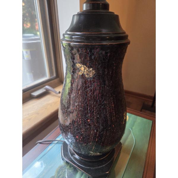 Pair Of Beautiful Mosaic Lamps Top & Bottom Light Up