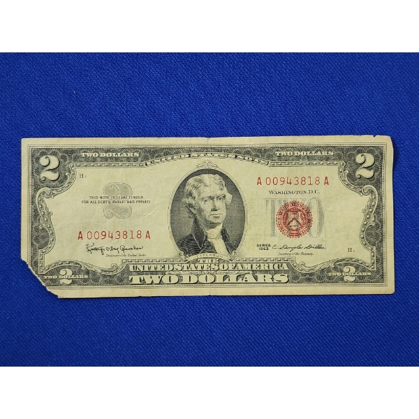 United States Series 1963 $2 Red Seal Note SN: A00943818A