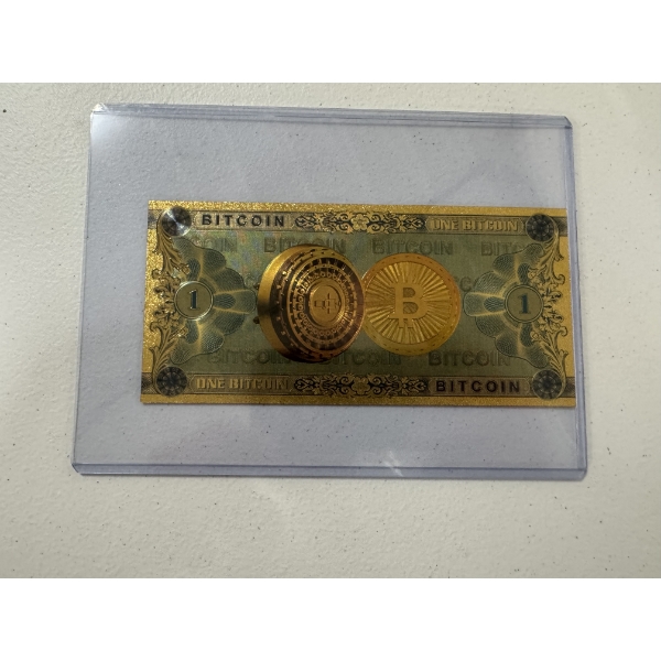 1 Bitcoin  .999999 24K Gold Back - Mint Condition - Large Bill