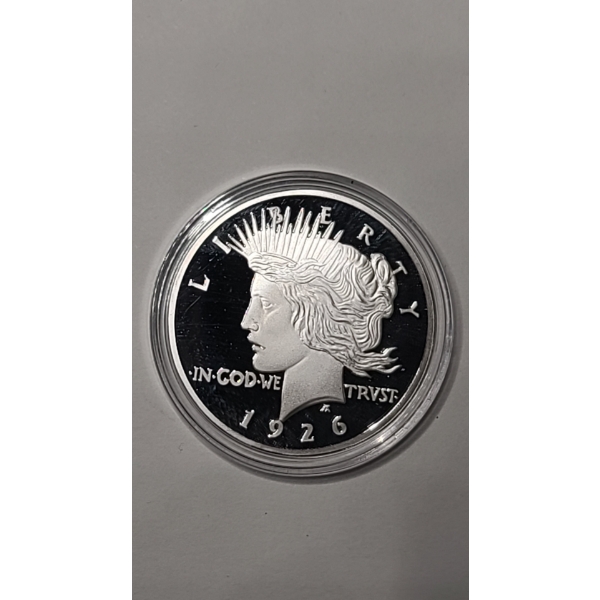 .999 Fine Silver 1926 Peace Dollar Copy Coin Weighing 27 Grams