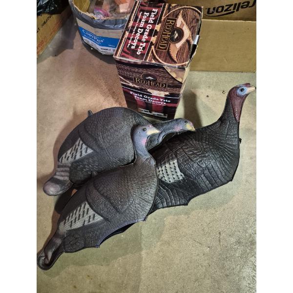 PICKUP IN CANTON -  3 Foam Turkey Decoys With Stakes - Full Size Decoys