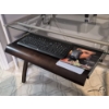 Image 2 : PICKUP IN NORTHFIELD - Glass & Metal Computer Table With Slider For Keyboard Etc - Like New - See Pi