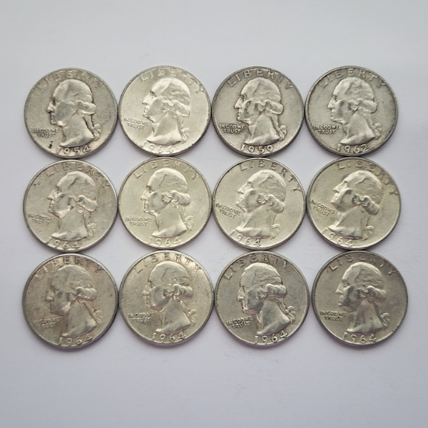 $3.00 Face Value of Assorted Years U.S. Washington 90% Silver Quarters