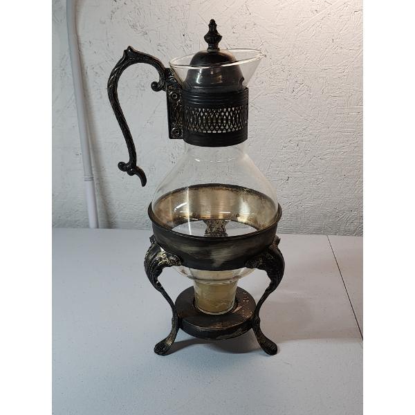 Vintage Silver-Plated Glass Coffee/Tea Caraf Pitcher