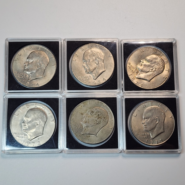 Lot of 6 Assorted Years Eisenhower Dollars - FV: $6.00